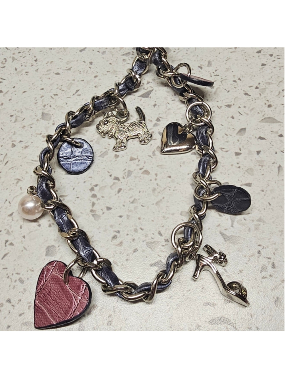 Y2K Liz Claiborne Scottie dog,heels charm bracelet wristlet